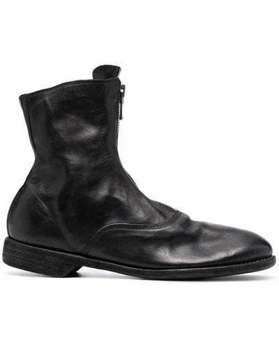 Guidi Leather Zip-front Ankle Boots - Black