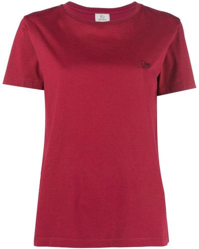 Woolrich T-Shirt mit Logo-Stickerei - Rot