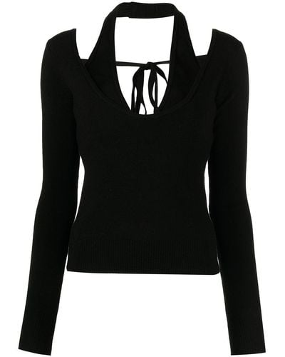 Monse Bikini-layered Longsleeved Knit Top - Black