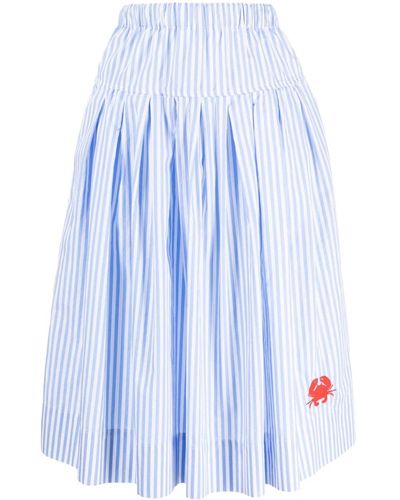 Joshua Sanders Striped Cotton Midi Skirt - Blue