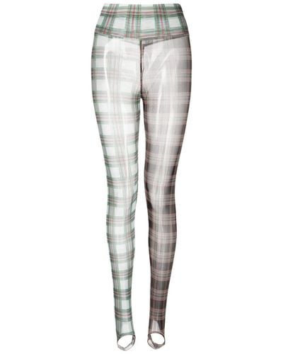 Chopova Lowena Check-pattern Semi-sheer leggings - Grey