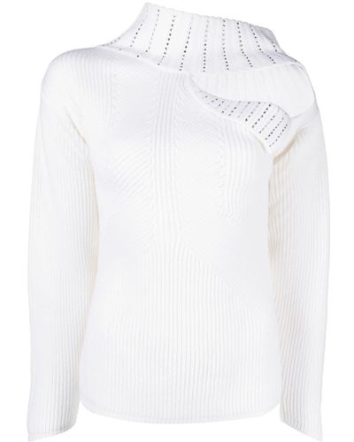 Genny Rhinestone-embellishment Cut-out-detail Wool Sweater - White