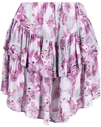 IRO Floral-print Tiered Skirt - Purple