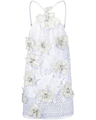 PATBO Floral-appliqué Lace Minidress - White