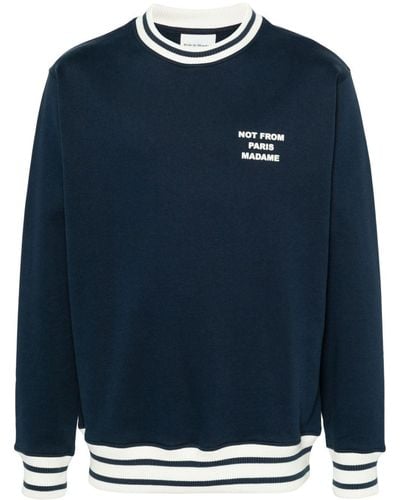 Drole de Monsieur Slogan-print Cotton Sweatshirt - Blue
