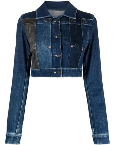 Moschino Jeans Pointed-flat Collar Cotton-blend Jacket - Blue