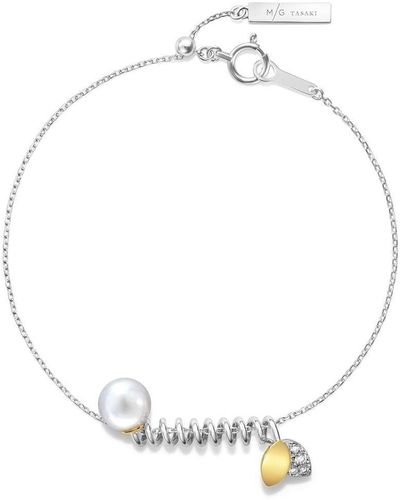 Tasaki 18kt Gold M/g Floret Diamond Akoya Pearl Bracelet - Metallic