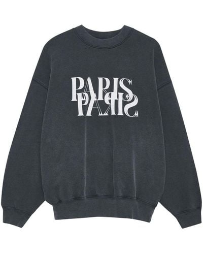 Anine Bing Jaci Paris-print Sweatshirt - Black