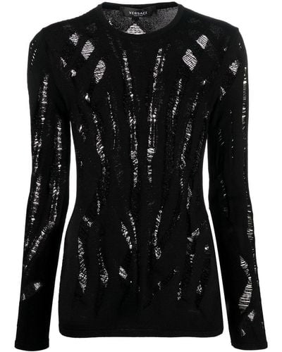 Versace スラッシュ セーター - ブラック