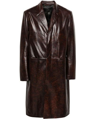 Acne Studios Single-breasted Leather Coat - Brown