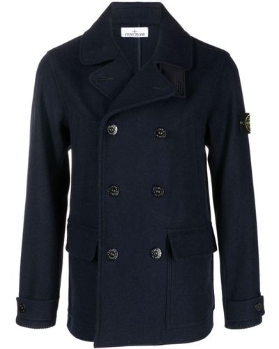 Stone Island Compass Virgin-wool Blend Peacoat - Blue