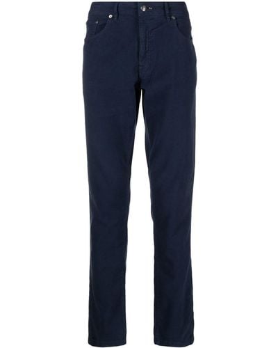 Hackett Pantalon droit Moleskin en coton à patch logo - Bleu