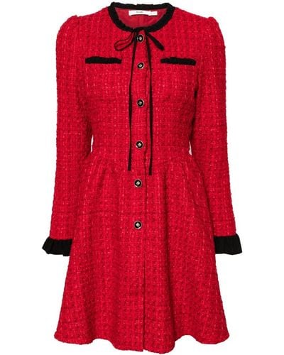 B+ AB Bow-detail Tweed Minidress - Red