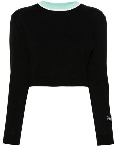 Patou Cropped-Pullover mit Logo-Patch - Schwarz