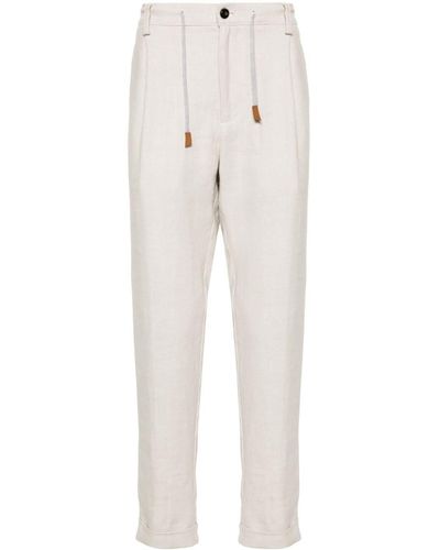 Eleventy Mid-rise Linen Chino Trousers - White