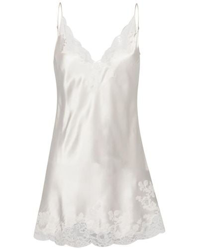 Carine Gilson Lace-trim Silk Nightdress - White