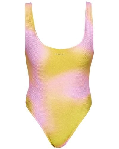 Pinko Abstract-print High-cut Swimsuit - Yellow