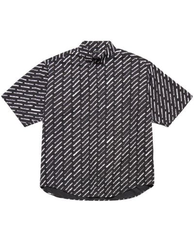 Balenciaga Stencil Logo-print Short-sleeve Shirt - Grey