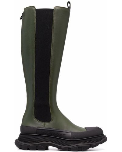 Alexander McQueen Tread Slick Leather Mid-calf Boots - Green