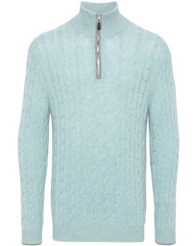 N.Peal Cashmere Albemarle Organic-cashmere Sweater - Blue