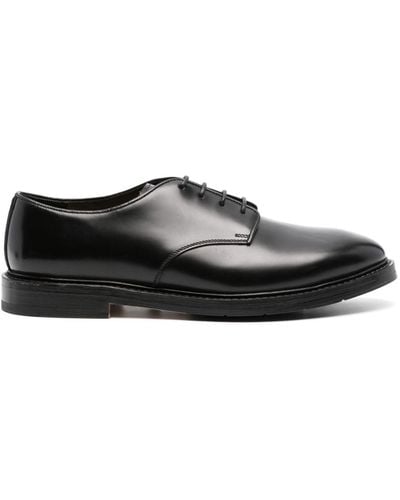 Premiata Paneled Leather Derby Shoes - Black