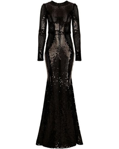 Dolce & Gabbana Corset-detail Sequinned Gown - Black
