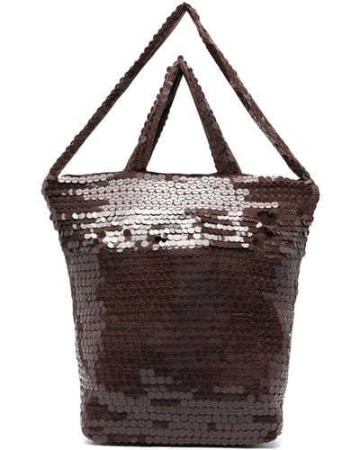 P.A.R.O.S.H. Giorgi Sequin-embellished Tote Bag - Brown