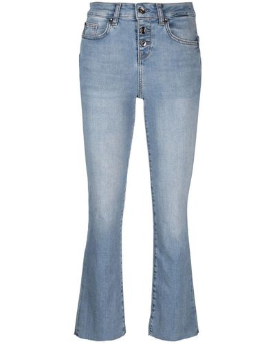 Liu Jo Button-fly Flared Cropped Jeans - Blue