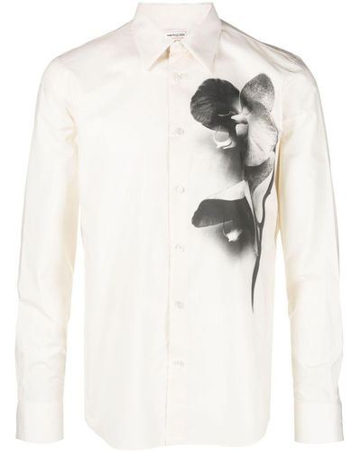 Alexander McQueen Orchid Printed Buttoned Shirt - Natural