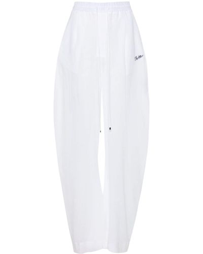 The Attico Logo-embroidered Cotton Trousers - White