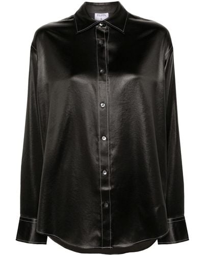 Filippa K ポインテッドカラー サテンシャツ - ブラック