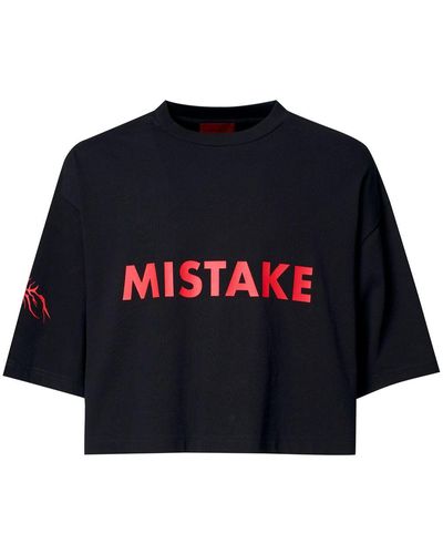 A BETTER MISTAKE Cropped Mistake T-Shirt - Blau