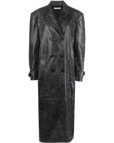 Alessandra Rich Studded Leather Coat - Black