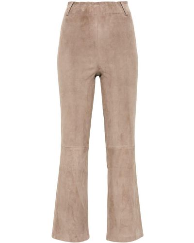 Arma Straight-leg Cropped Leather Trousers - Natural