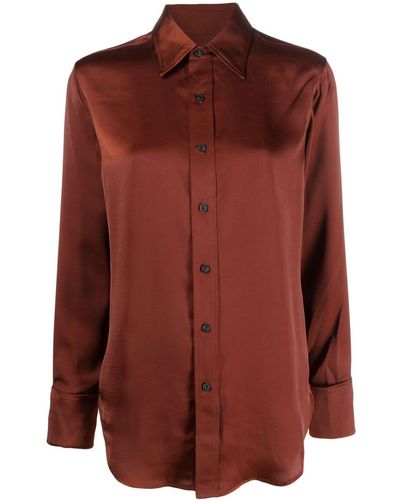 Rag & Bone Pointed Flat-collar Satin Shirt - Brown