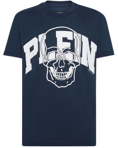 Philipp Plein T-Shirt mit Totenkopf-Print - Blau
