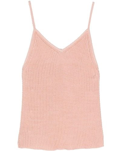 Aeron Birch V-neck Knitted Top - Pink