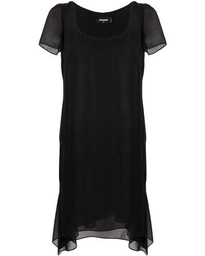 DSquared² Asymmetric-hem Short-sleeve Dress - Black