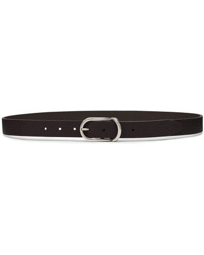 Brunello Cucinelli Silver-tone Buckle Leather Belt - Black