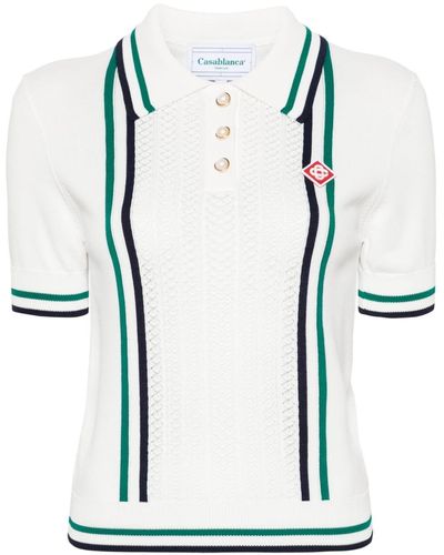 Casablancabrand Tennis Poloshirt mit Streifen - Weiß