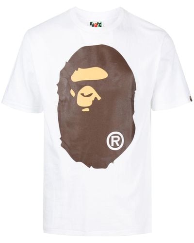 A Bathing Ape T-shirt en coton à logo imprimé - Blanc