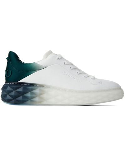 Jimmy Choo Diamond Maxi Logo-embossed Leather And Woven Low-top Trainers - White