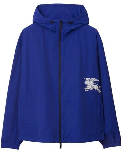Burberry Chaqueta con capucha y aplique Equestrian Knight - Azul