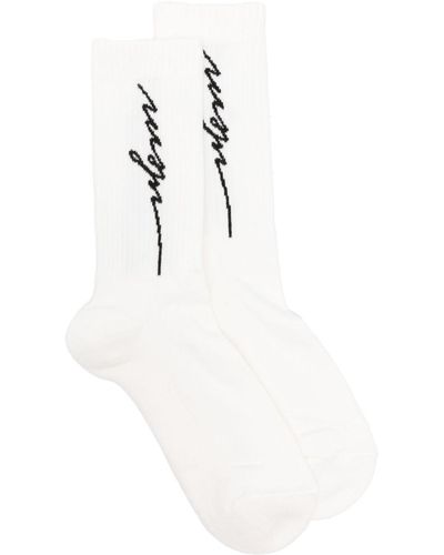 MSGM Logo-intarsia Cotton Socks - White