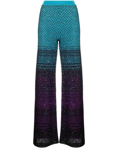 Missoni Sequin-embellished Knitted Pants - Blue