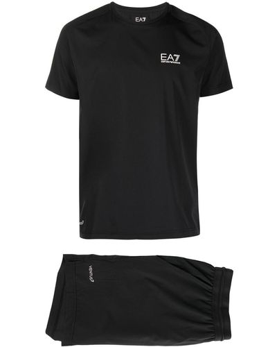 EA7 Set aus T-Shirt und Shorts mit Logo - Schwarz