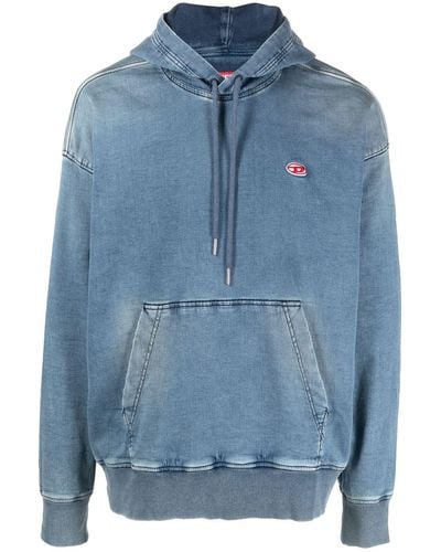 DIESEL D-um-rib Denim Hoodie - Blue