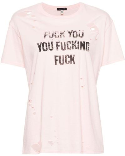 R13 T-shirt en coton à slogan imprimé - Rose