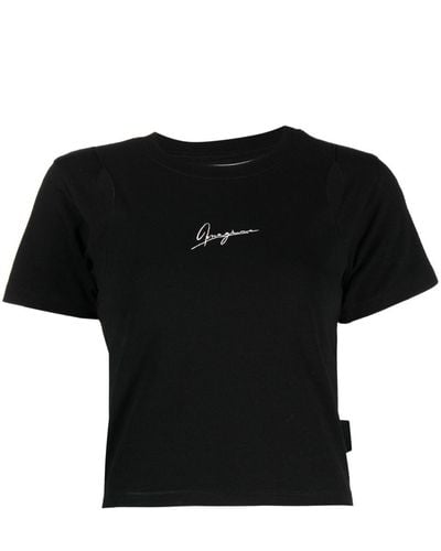 Izzue Logo-embroidered Cut-out T-shirt - Black