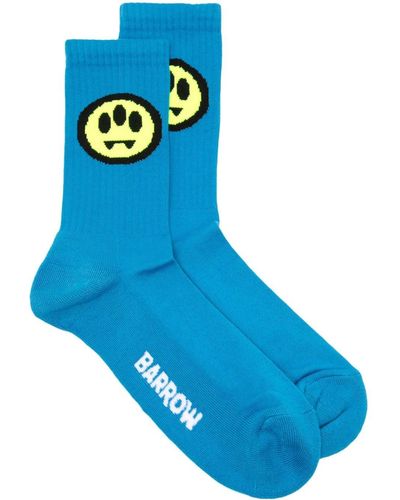 Barrow Gerippte Socken mit Intarsien-Logo - Blau
